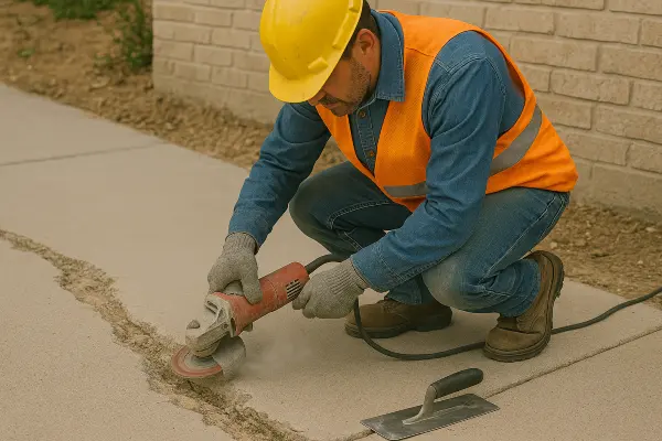 a male worker repairing a sidewalk from San Antonio Concrete Master in San Antonio, TX - concrete contractor near me