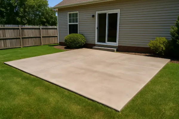 a house featuring a new concrete patio from San Antonio Concrete Master in San Antonio, TX - concrete driveway installation