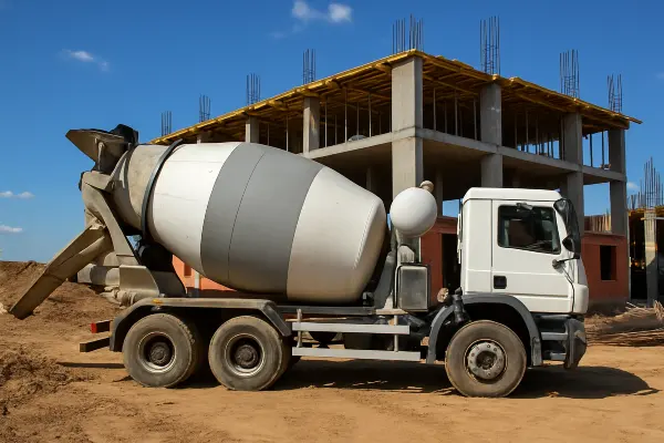 a white cement truck from San Antonio Concrete Master in San Antonio, TX - concrete patio contractors