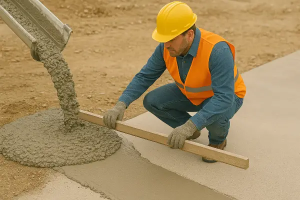 a male concrete worker adding cement to a walkway from San Antonio Concrete Master in Schertz, TX - Schertz TX